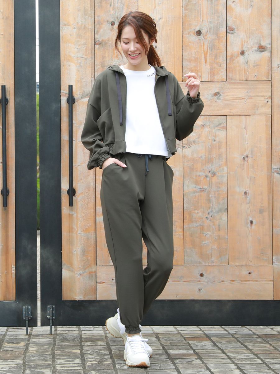 ダンボールニットUVカットクロップド丈パーカー(243000)｜ヨガ